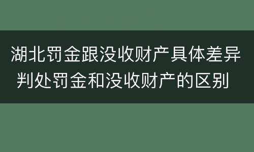 湖北罚金跟没收财产具体差异 判处罚金和没收财产的区别