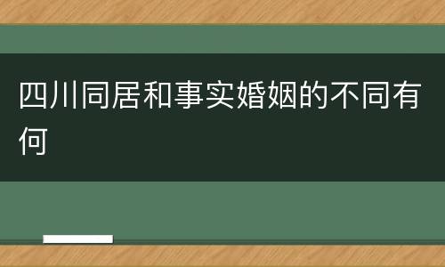 四川同居和事实婚姻的不同有何