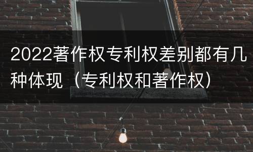 2022著作权专利权差别都有几种体现（专利权和著作权）