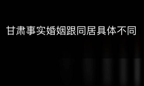甘肃事实婚姻跟同居具体不同