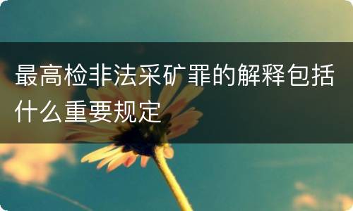 最高检非法采矿罪的解释包括什么重要规定