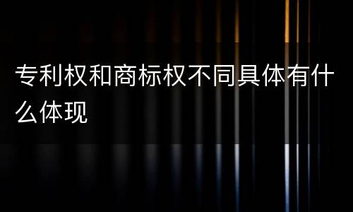 专利权和商标权不同具体有什么体现