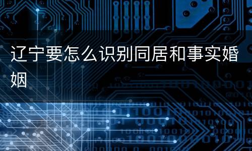 辽宁要怎么识别同居和事实婚姻