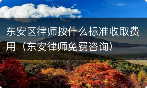 东安区律师按什么标准收取费用（东安律师免费咨询）