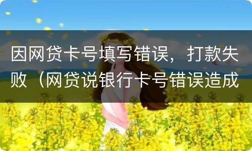 因网贷卡号填写错误，打款失败（网贷说银行卡号错误造成打款失败他们要告我）