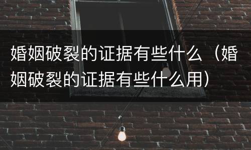 婚姻破裂的证据有些什么（婚姻破裂的证据有些什么用）