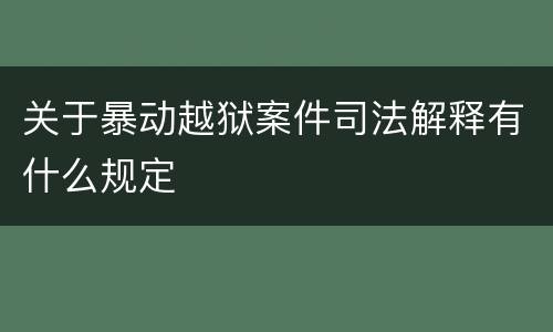 关于暴动越狱案件司法解释有什么规定