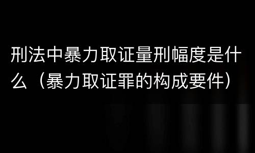 刑法中暴力取证量刑幅度是什么（暴力取证罪的构成要件）