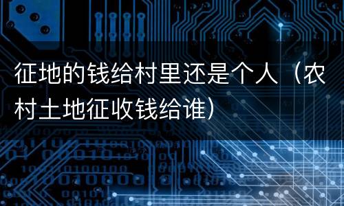 征地的钱给村里还是个人（农村土地征收钱给谁）
