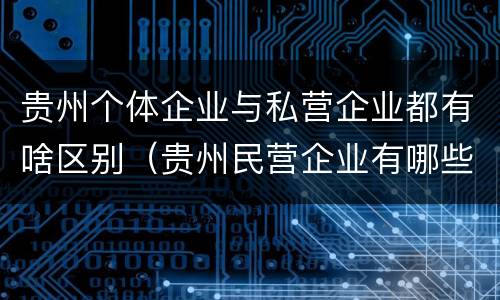 贵州个体企业与私营企业都有啥区别（贵州民营企业有哪些）