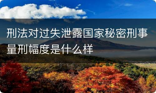 刑法对过失泄露国家秘密刑事量刑幅度是什么样