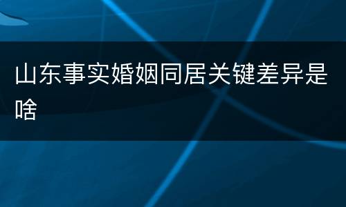 山东事实婚姻同居关键差异是啥