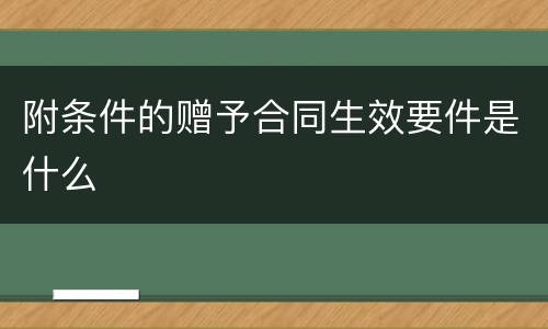 附条件的赠予合同生效要件是什么
