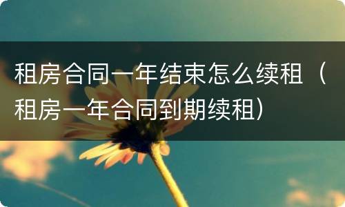 租房合同一年结束怎么续租（租房一年合同到期续租）