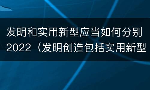 发明和实用新型应当如何分别2022（发明创造包括实用新型吗）