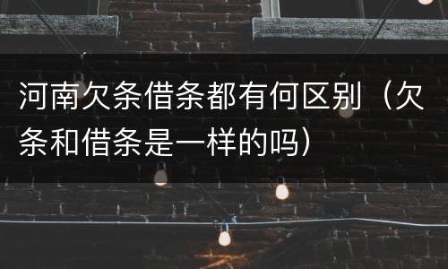河南欠条借条都有何区别（欠条和借条是一样的吗）