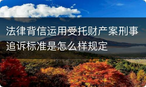 法律背信运用受托财产案刑事追诉标准是怎么样规定