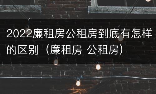 2022廉租房公租房到底有怎样的区别（廉租房 公租房）