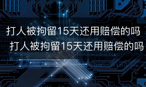 打人被拘留15天还用赔偿的吗 打人被拘留15天还用赔偿的吗为什么