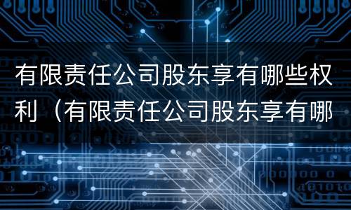 有限责任公司股东享有哪些权利（有限责任公司股东享有哪些权利呢）