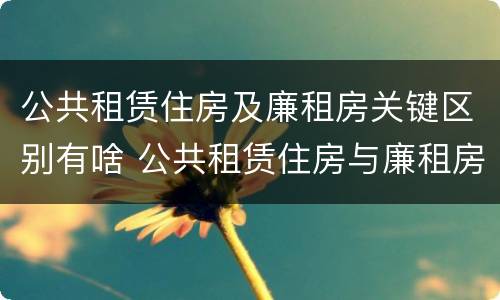 公共租赁住房及廉租房关键区别有啥 公共租赁住房与廉租房的区别