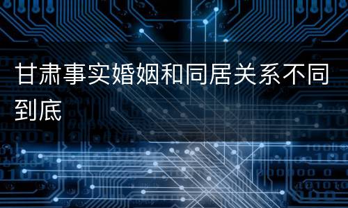 甘肃事实婚姻和同居关系不同到底