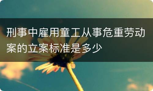 刑事中雇用童工从事危重劳动案的立案标准是多少