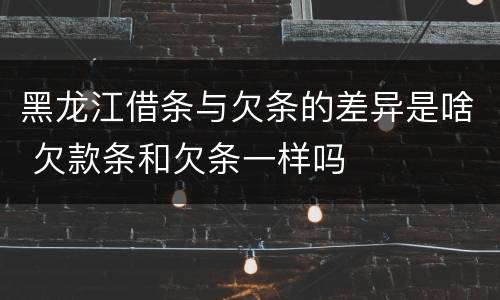 黑龙江借条与欠条的差异是啥 欠款条和欠条一样吗