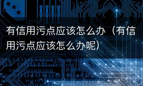 有信用污点应该怎么办（有信用污点应该怎么办呢）