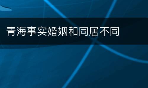 青海事实婚姻和同居不同