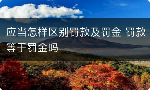 应当怎样区别罚款及罚金 罚款等于罚金吗