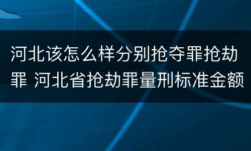 河北该怎么样分别抢夺罪抢劫罪 河北省抢劫罪量刑标准金额