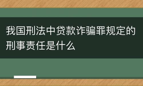 我国刑法中贷款诈骗罪规定的刑事责任是什么