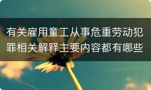 有关雇用童工从事危重劳动犯罪相关解释主要内容都有哪些