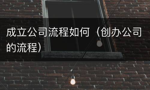 成立公司流程如何（创办公司的流程）