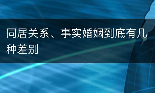 同居关系、事实婚姻到底有几种差别