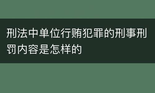 刑法中单位行贿犯罪的刑事刑罚内容是怎样的