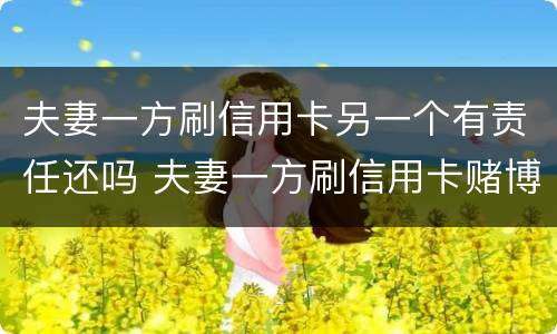 夫妻一方刷信用卡另一个有责任还吗 夫妻一方刷信用卡赌博欠债另一方有义务还吗