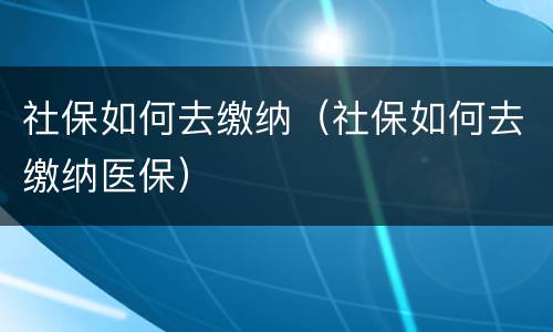 社保如何去缴纳（社保如何去缴纳医保）