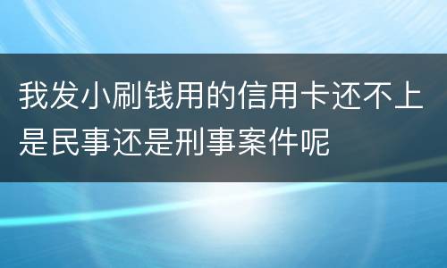 我发小刷钱用的信用卡还不上是民事还是刑事案件呢