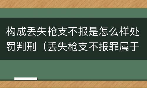 构成丢失枪支不报是怎么样处罚判刑（丢失枪支不报罪属于过失犯罪吗）