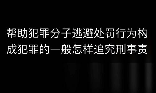 帮助犯罪分子逃避处罚行为构成犯罪的一般怎样追究刑事责任
