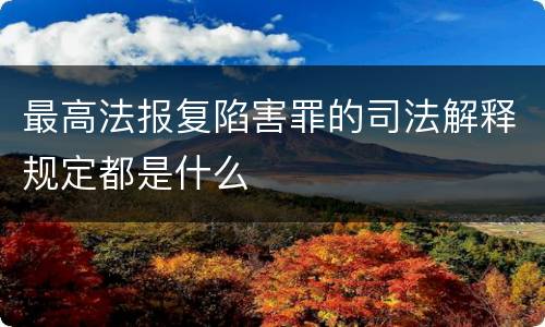 最高法报复陷害罪的司法解释规定都是什么