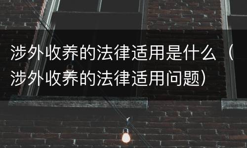 涉外收养的法律适用是什么（涉外收养的法律适用问题）