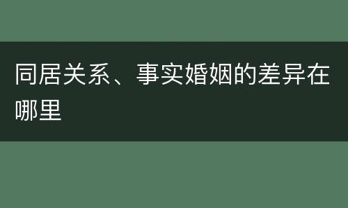同居关系、事实婚姻的差异在哪里