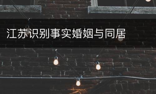 江苏识别事实婚姻与同居