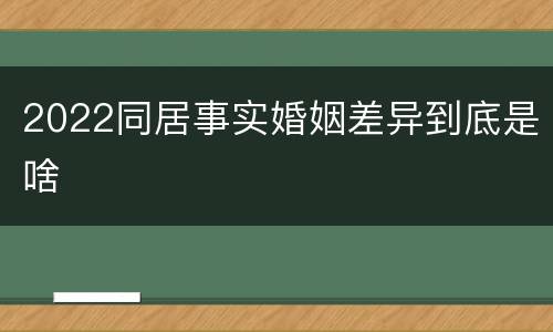 2022同居事实婚姻差异到底是啥