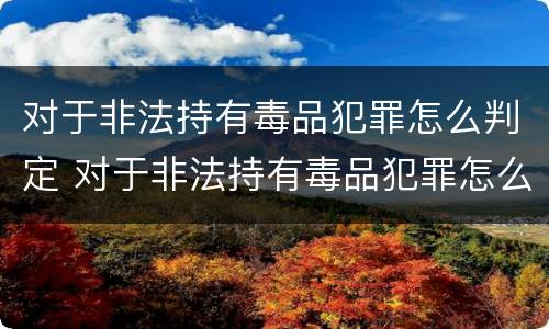 对于非法持有毒品犯罪怎么判定 对于非法持有毒品犯罪怎么判定的