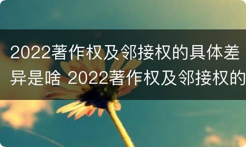 2022著作权及邻接权的具体差异是啥 2022著作权及邻接权的具体差异是啥