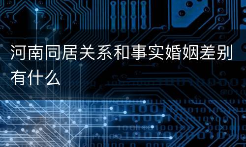 河南同居关系和事实婚姻差别有什么